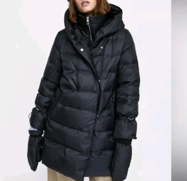Zara down puffer coat with wraparound collar hotsell