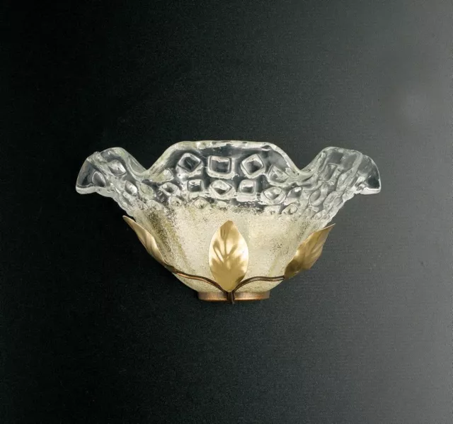 Applique lampada da parete in vetro di murano ferro battuto marrone oro classico