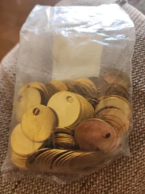 100pc HANSON 41822 New Old Stock  1 Inch Diameter Solid Brass Tags Vintage Rare 2