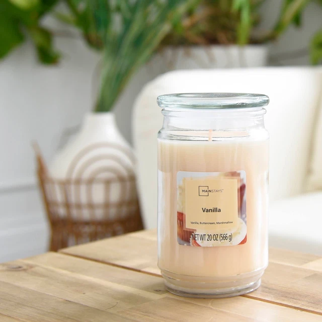 Mainstays Vanilla Scented Single-Wick Large Glass Jar Candle, 20 oz., 2-Pack ...