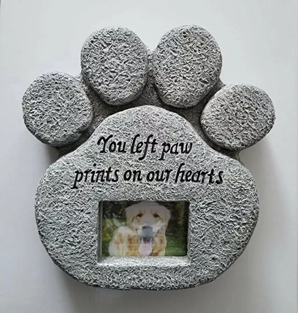 Pet Paw Print Memorial Stone With Photo Frame dog cat Loss of Pet Gift