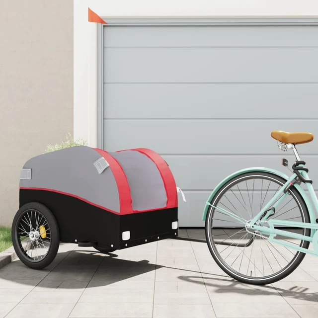 VIDAXL BIKE CARGO Trailer Black and Red 45 kg Iron 103.33