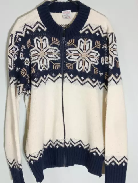 ST MICHAEL mens snowflake pattern  zippered knit cardigan chest size 102cm