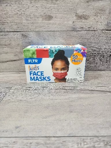 FLTR Kids Face Mask 5 Designs 1 Case 50 Pack - 20 Adjustable Ear Clip New Sealed