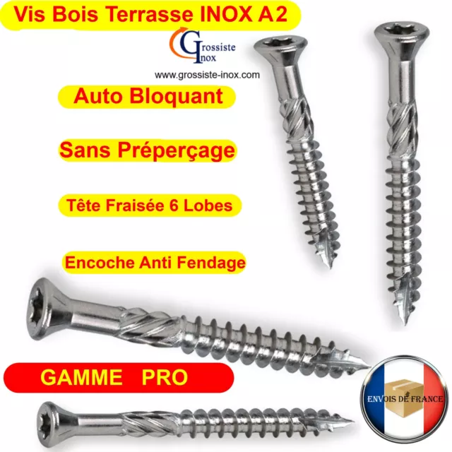 Vis Terrasse INOX A2 Bois Dur Exotique GAMME PRO 4x40 5x50 5x60 5x70 5x80