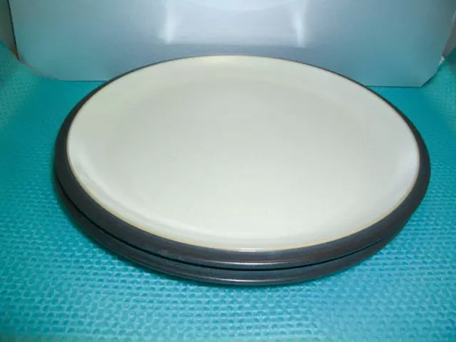 Denby Stoneware England Energy Charcoal Beige Set Of 2 Salad Plates 8 7/8"