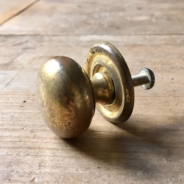Vintage Solid Brass Cupboard Door Knob Handle Pull Round Drawer Pull