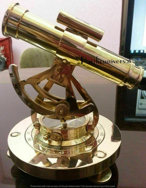 Brass Theodolite Alidade Compass & Telescope Surveying Nautical Item Handmade