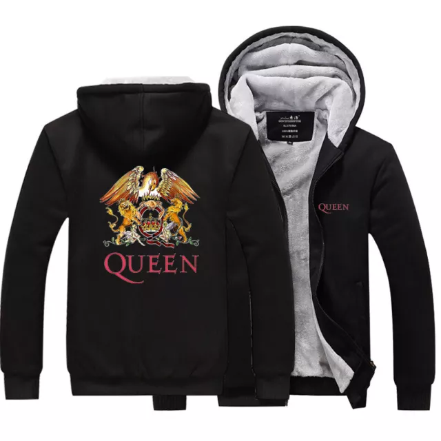 Queen Freddie Mercury Hoodie Winter Fleece Coat Thicken Warm Jacket Sweatshirt