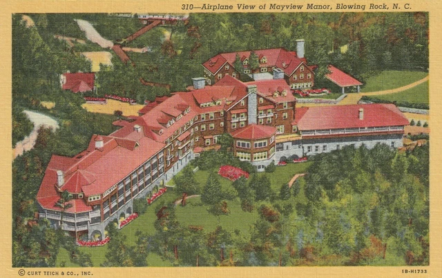 Postcard Airplane View of Mayview Manor Blowing Rock North Carolina