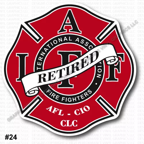 IAFF Firefighter Decal 3.7" RETIRED Sticker Red Blk Wht Laminated REG MOUNT 0358