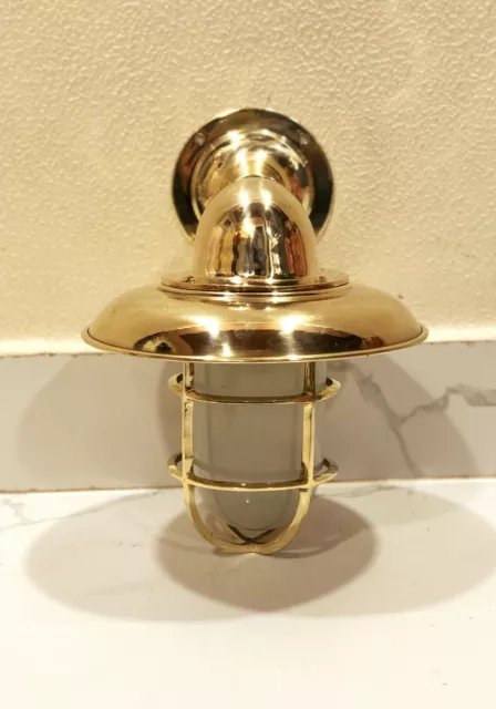 Nautical New Brass Antique Swan Ship Marine Light Shade White Glass Lot of 2