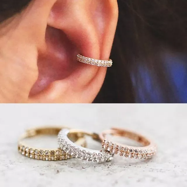 Pretty 925 Silver,Gold,Rose Gold Hoop Earring Cubic Zircon Jewelry A Pair