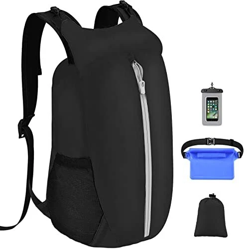 Waterproof Floating Dry Bag Backpack: 20L Lightweight Kayak Gear Drybag - Black