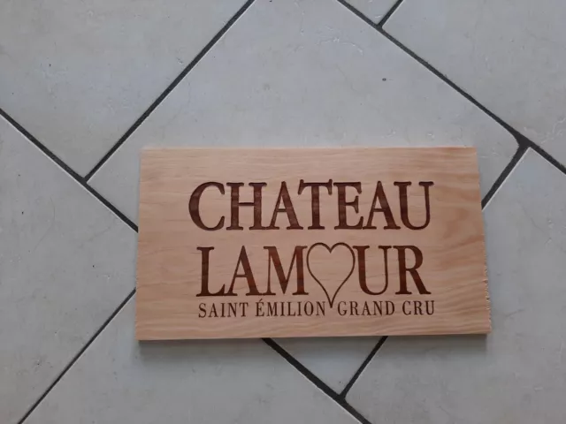 1 estampe bois façades caisse vin  de 31 cm x 17 cm  Château  L'Amour