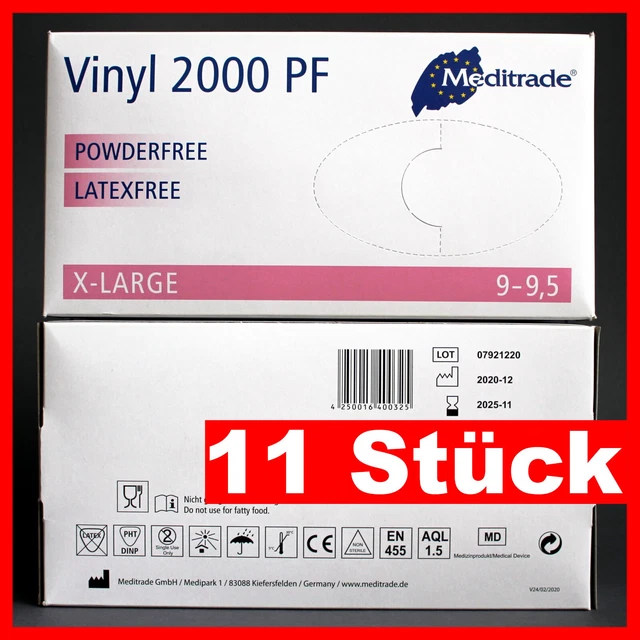 11 x 100 guantes de vinilo - sin polvo talla XL - guantes desechables guantes desechables