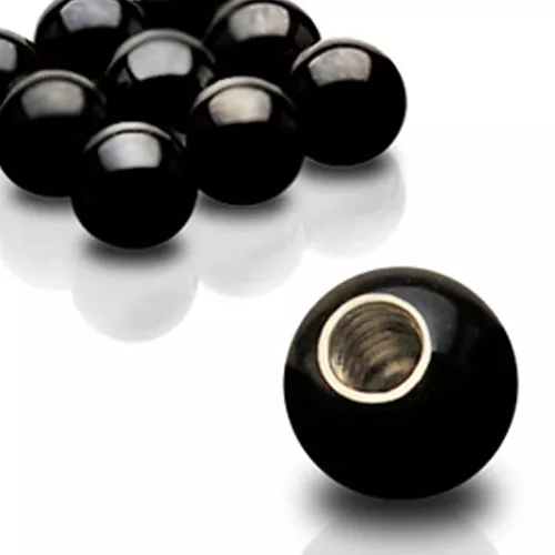 2er Set Schwarze Piercing Kugel 1,2mm Gewinde Schraubkugel Black Ball Ohr Lippe