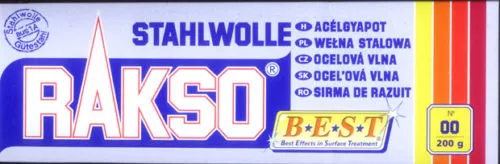 200g (2,50 €/100g) STAHLWOLLE GRAD 00 VON RAKSO, SCHLEIFWOLLE