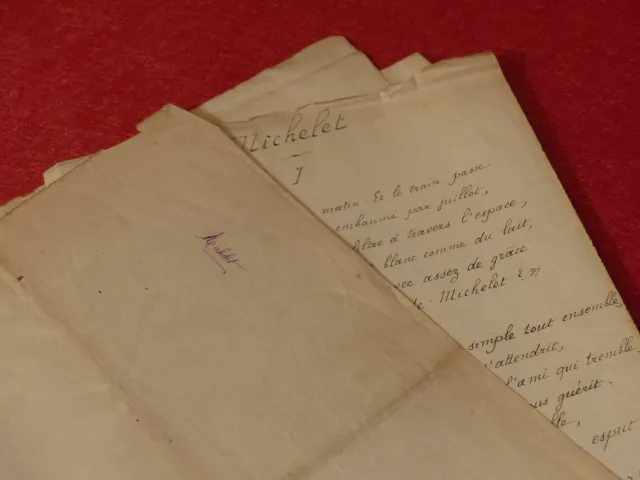 " Michelet " Manuscript Autograph Original 9pp. Emile Hinzelin (Writer) Lorraine