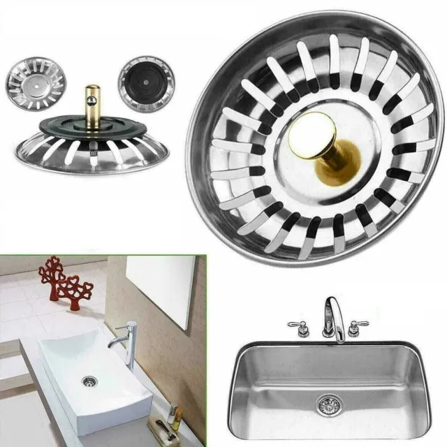 Stainless Steel Kitchen Sink Strainer Hair Catcher Waste Plug  Bathroom
