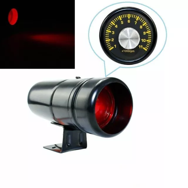 Black 1000-11000 RPM Adjustable Tachometer Tacho Gauge Shift Light Red LED