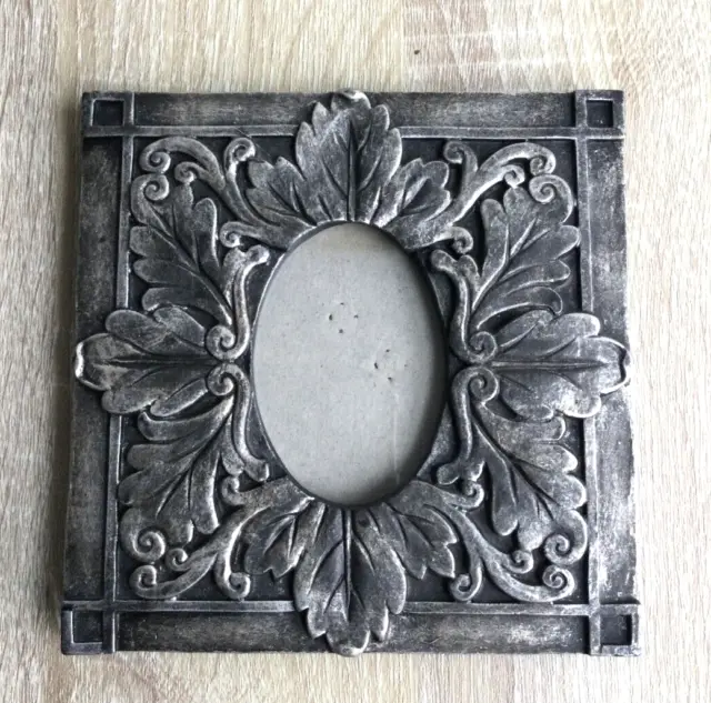 Vintage Ornate Decorative Metal Picture Frame Rustic Pewter Look 6" Square