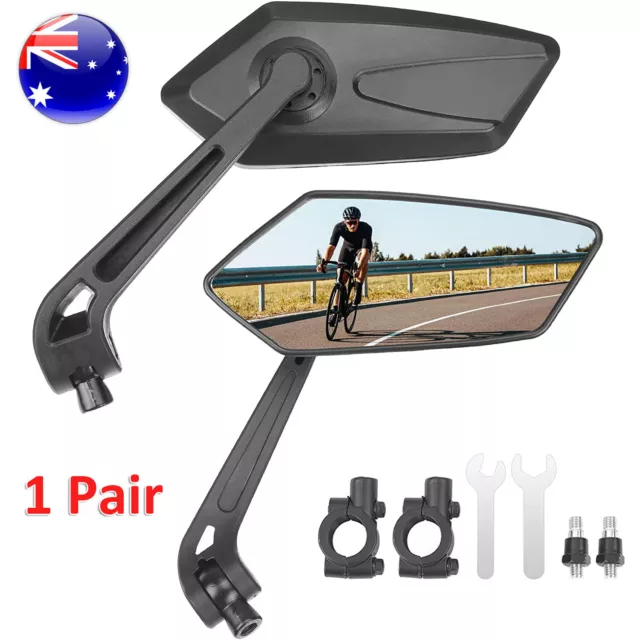 2x 360° Flexible Bike Handlebar Rear View Mirror Bicycle Cycling Safety Rearview