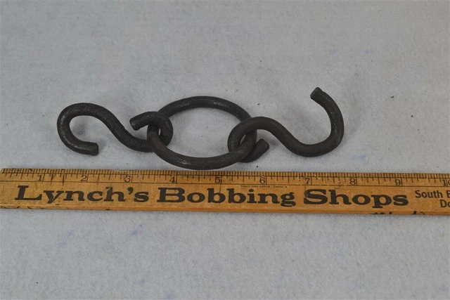 fireplace pot hooks hand forged iron unusual antique rare  19th c 1800s