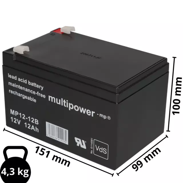 2x 12V 12Ah BLEI AKKU BATTERIE für ELEKTROFAHRRAD ELEKTROSCOOTER E-BIKE USV MP 2