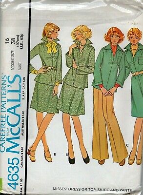 McCalls Sewing Pattern 4635 Dress, Smock Blouse, Trousers & Skirt, Sz 16 Uncut