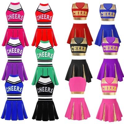 iEFiELGirls Cheerleading Costume Tank Top Pleated Skirts Set Halloween Uniforms