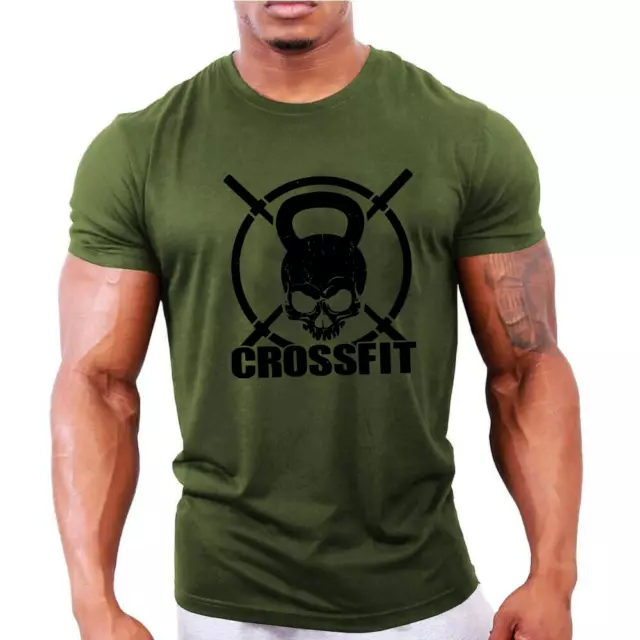 T-Shirt Crossfit Teschio Skull Palestra Fitness Allenamento Maglietta Lavabile