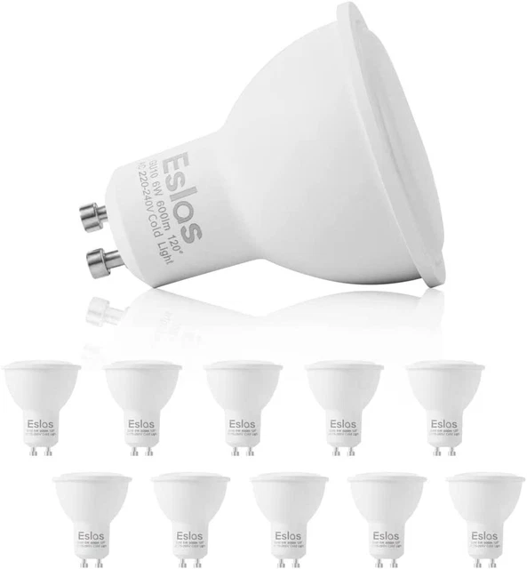 GU10 LED Glühbirnen (Kühlweiß 6000K, Warmweiß 3000K) 6W 600LM 60W Halogen