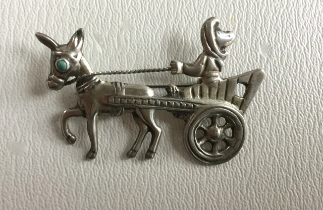 Broche En Argent Massif/ Turquoise/ Mexique/ Annees 50