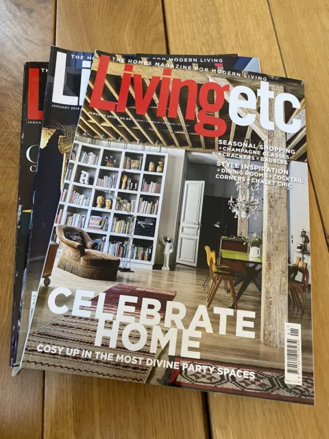 Living Etc Magazine - Jan’17/‘18/‘19 - 3 Issues FREE U.K SHIPPING