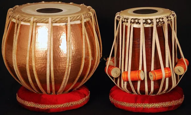 Indian Traditional Lacquer Polish Copper Tabla Copper Bayan Sheesham Dayan