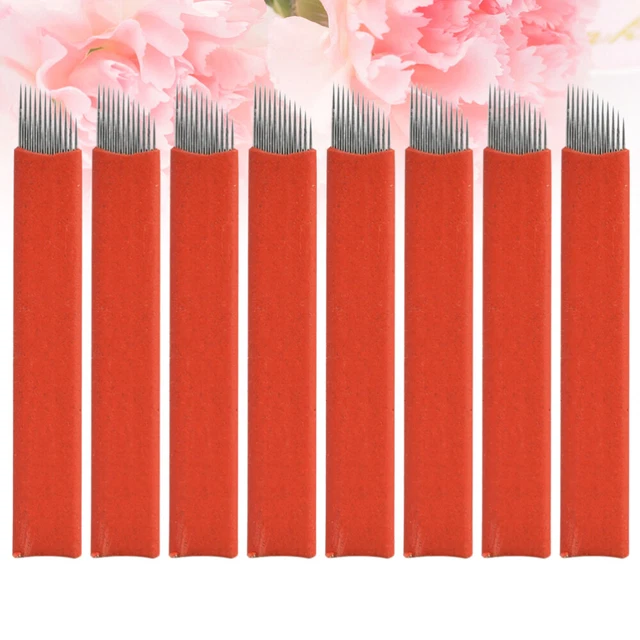 50 Pcs Eyebrow Needle Disposable Microblading Bladee Manual 8