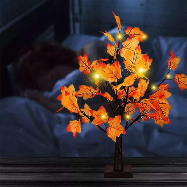 Artificial Fall Lighted Maple Tree 24 LED Fall Decorations Table Lights Battery