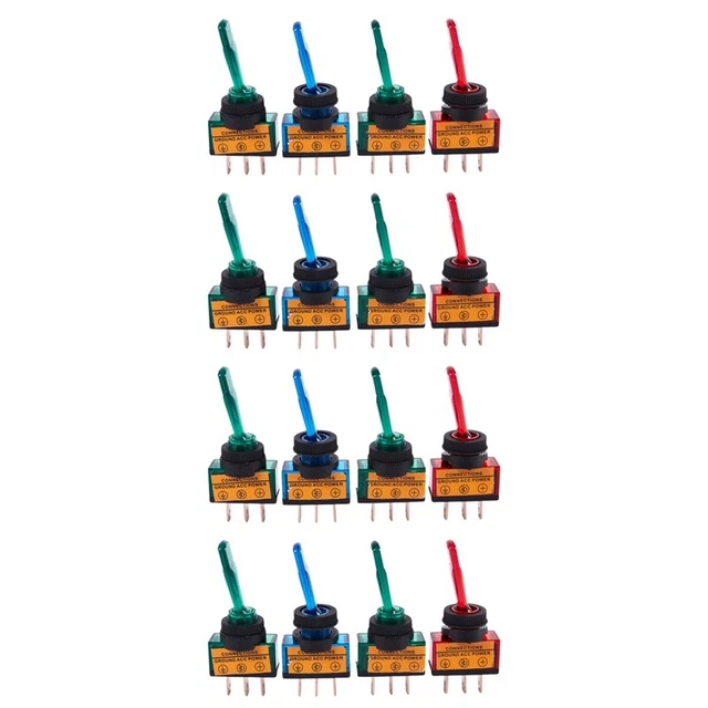 16Pc 12V Dc 20A Light Illuminated Toggle Switch Control Car Boot Dash Spstt5N3