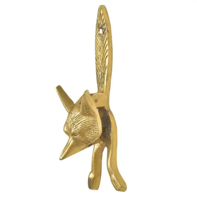 Antique Golden Brass Fox Animal Door Knocker Door Bell