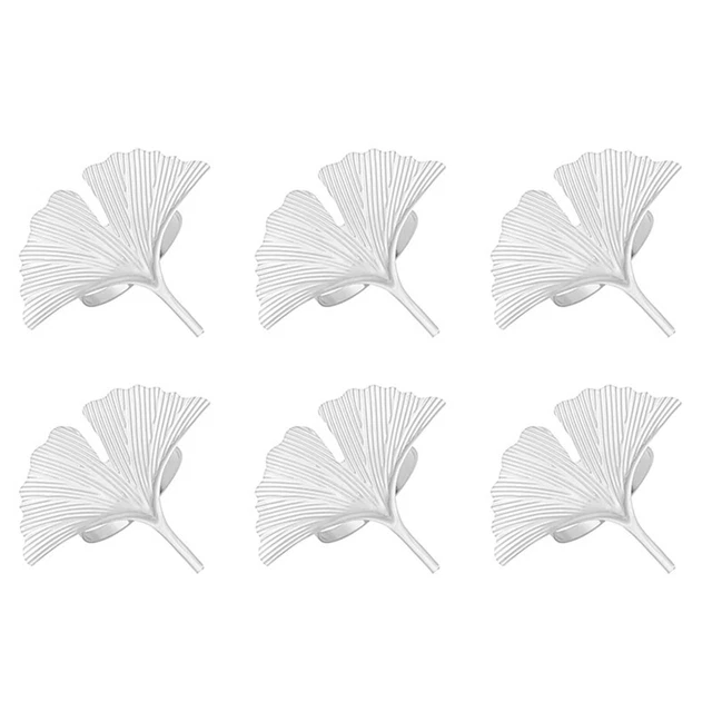 Anelli Tovagliolo Set di 6, Anelli Tovagliolo Foglie Ginkgo Fibbia Tovagliolo Matrimonio per Th L8T3
