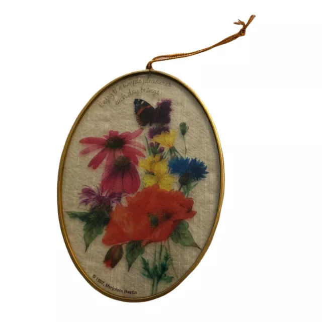 VINTAGE MARJOLEIN BASTIN FLORAL SUNCATCHER AVON 1997  5.5" x 4" Victorian