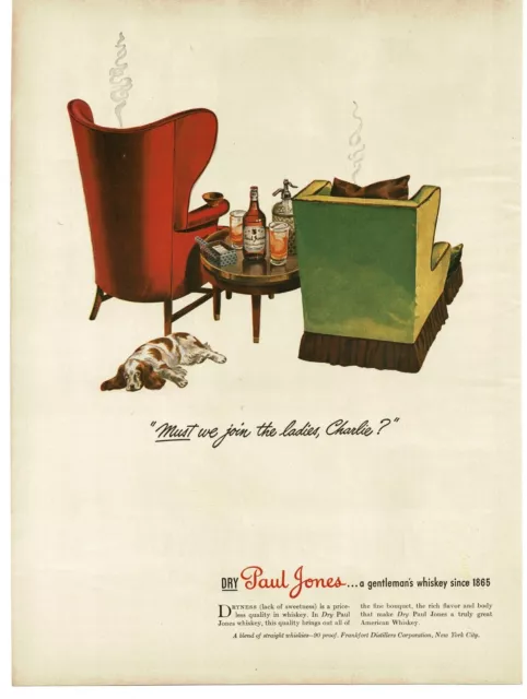 1944 Paul Jones Whiskey 1940s Mid-Century Modern Furniture art Vintage Print Ad