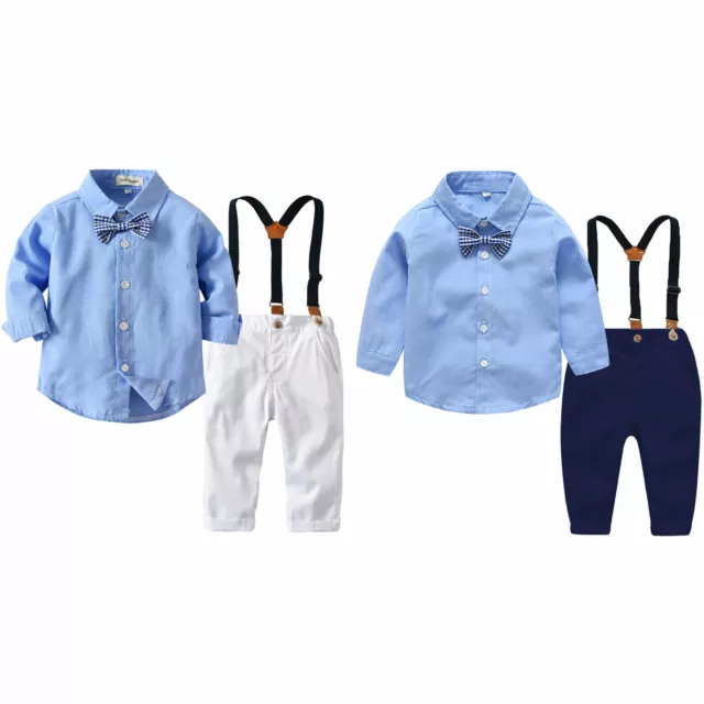Jungen Gentlemen Hemd Hosenträger Set für Baby Festliche Hochzeit Party Anzug