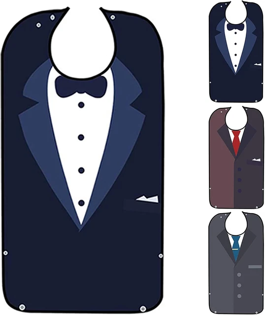 3 Pk Adult Bib for Eating-Bow Tie Design-Washable and Reusable Clothing, 34 X18”