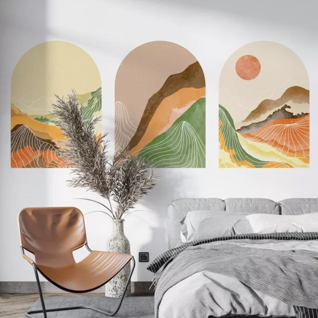 Sun Mountain Line Contemporary Arch Wall Sticker Nature Removable Home Decal 3