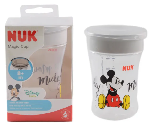 NUK Magic Cup TRINKLERNBECHER + DECKEL Learner Cup 360° ab 8 Mon MICKEY MAUS Ovp