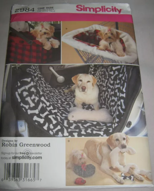 Simplicity 2984 Travel Accessories Dogs Car Seat/Cart Cover Toys Uncut Greenwood