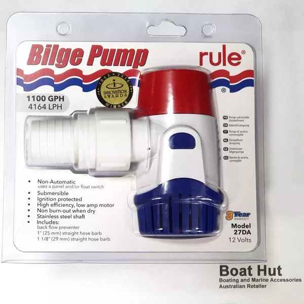 New Style Rule Bilge Pump 1100 GPH - 12 volt Boating Bilge Pumps  RWB805 27DA