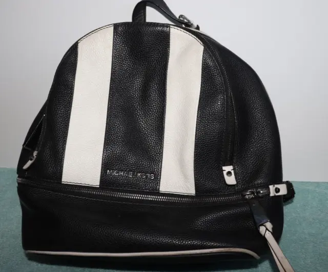 Michael Kors Women's Backpack Medium - Black, White Stripes Read Description